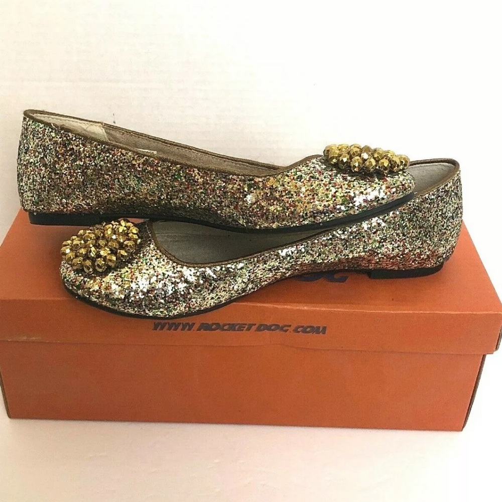 Rocket Dog Madrast Multi Madra Gold Glitter Flat 6
